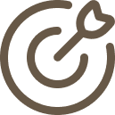 Brown dartboard and arrow symbol