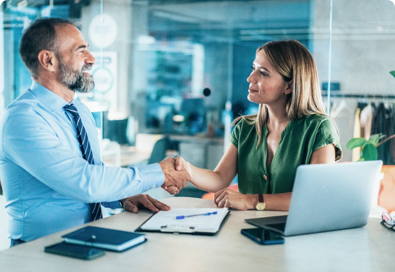 Professional agreement with handshake